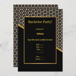 INVITACIÓN MASCULINE BLACK GOLD CIRCLES BACHELOR PARTIDO