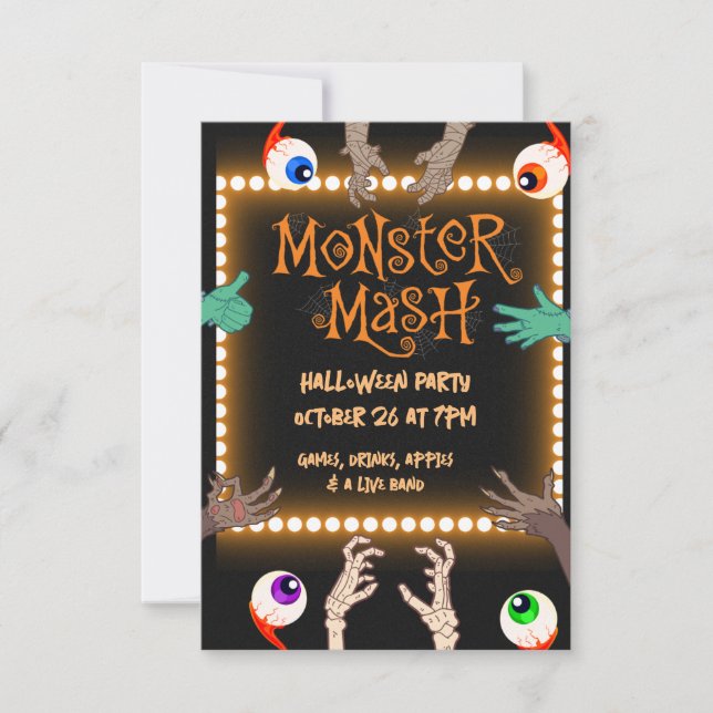 Invitación Mash de monstruos (Anverso)