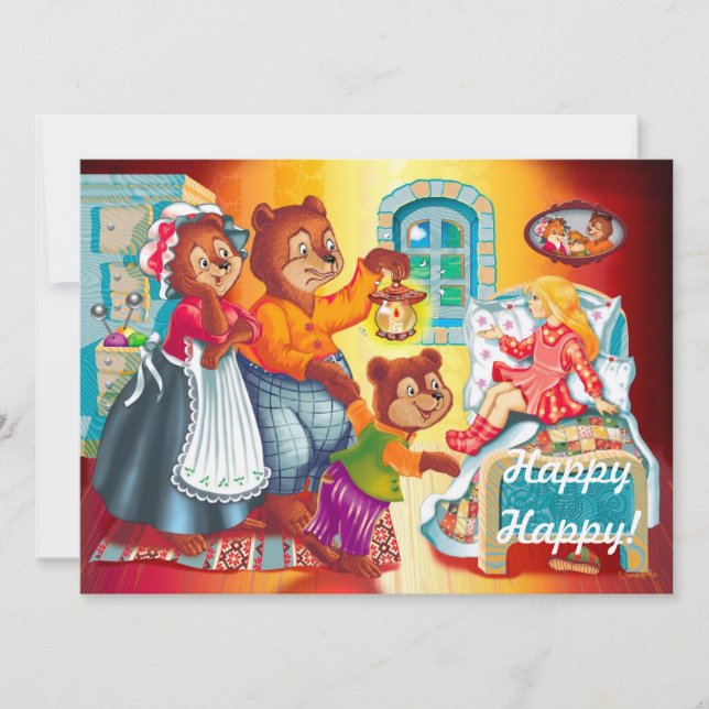 Invitación Masha y 3 osos de cuento de hadas (Anverso)