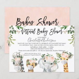 Invitación Mask Safari Animals Virtual Baby Shower