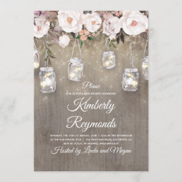 Invitación Mason Jar alude a Baby Shower floral y ruso