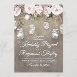 Invitación Mason Jar alude a Boda de floral y ruidoso