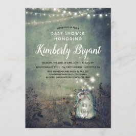 Invitación Mason Jar alude a un Baby Shower de Woodland rústi