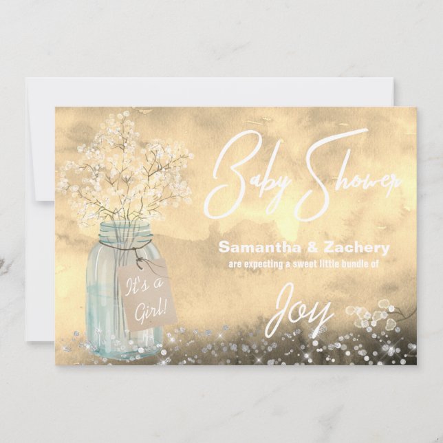 Invitación *~* Mason Jar Baby Breth Baby Shower Rustic (Anverso)