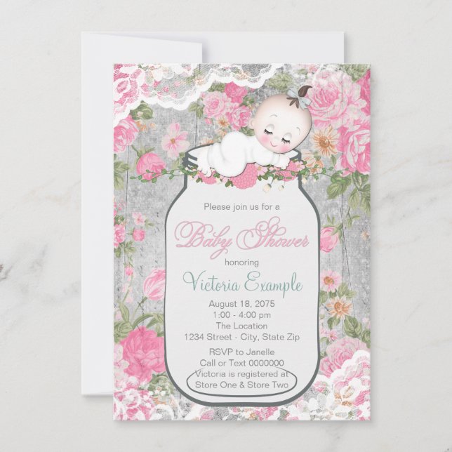 Invitación Mason Jar Baby Shower (Anverso)