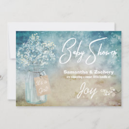 Invitación *~* Mason Jar Baby's Breath Baby Shower Rustic