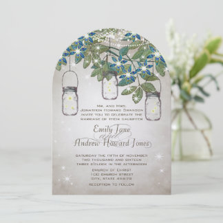 Invitación Mason Jar bajo las estrellas, rústico y romántico