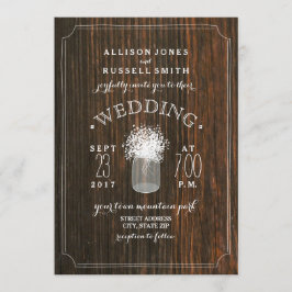 Invitación Mason Jar Boda de Barn Wood & Baby's Breath