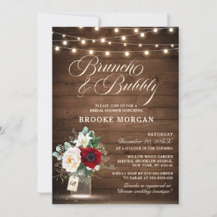 Invitación Mason Jar Brunch & Bubbly, floral ruidosa de borgo