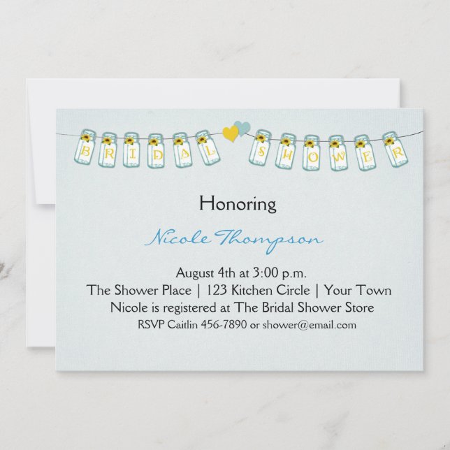 Invitación Mason Jar Bunting, ducha nupcial (Anverso)