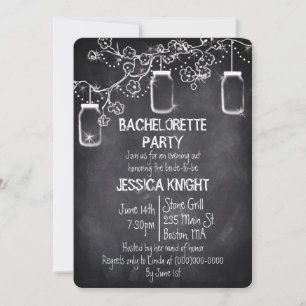Invitación Mason Jar Chalkboard Rustic Bachelorette Party Inv
