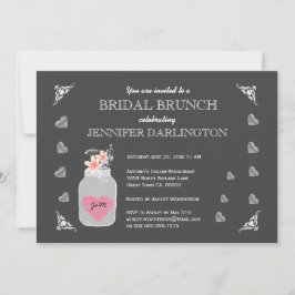 Invitación Mason Jar Chalkboard Rustic Bridal Brunch A01D