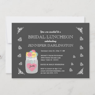 Invitación Mason Jar Chalkboard Rustic Bridal Luncheon A01C