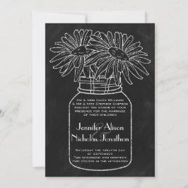 Invitación Mason Jar con Daisies en el Boda de Chalkboard