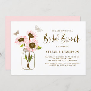 Invitación Mason Jar con Sunflowers rosa Bridal Brunch