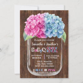 Invitación Mason jar country moda género revelar rosa o azul