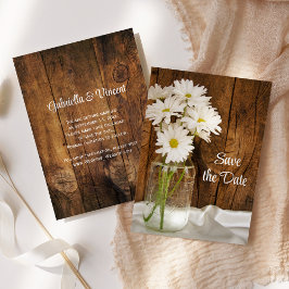 Invitación Mason Jar Daisies Country Wedding Save the Date