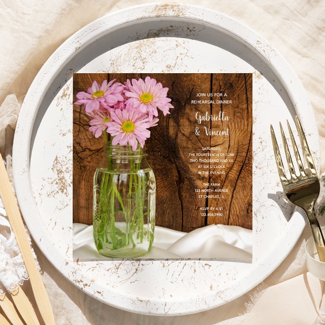 Invitación Mason Jar Daisies Country Wedsal Encender (Subido por el creador)