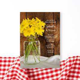 Invitación Mason Jar Daisies Country Wedsal Encender