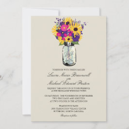 Invitación Mason Jar Daisies y Boda de los girasoles