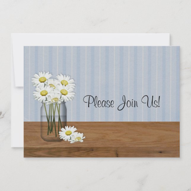 Invitación Mason Jar De Daisies Wedding Invitation (Anverso)