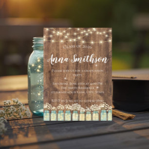 Invitación Mason Jar de Graduación de Aliento de Bebé de Made
