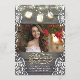 Invitación Mason Jar enciende partido de graduación de fotos