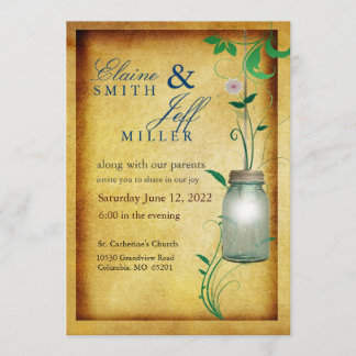 Invitación Mason Jar estilo país con estilo