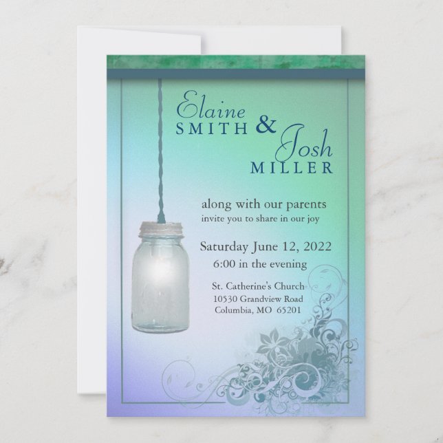 Invitación Mason Jar estilo país con estilo (Anverso)