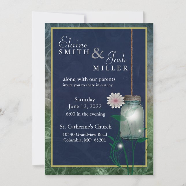 Invitación Mason Jar estilo país con estilo (Anverso)