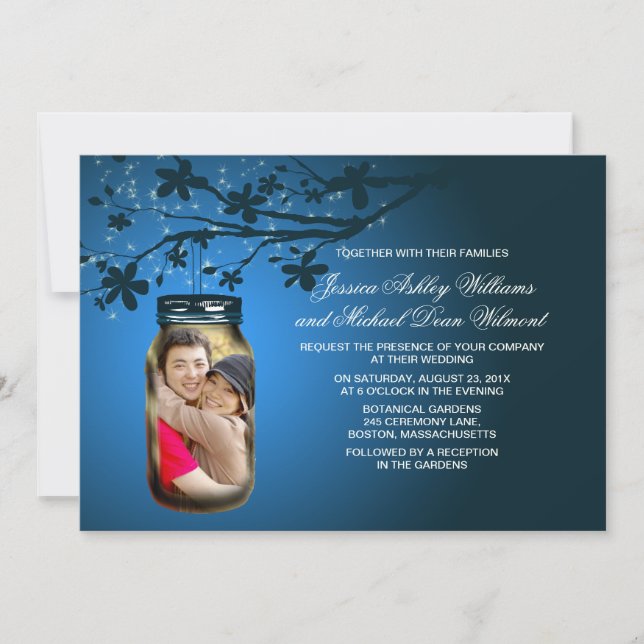 Invitación Mason Jar Evening Outdoor Boda (Anverso)