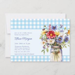 Invitación Mason Jar Floral   Baby Shower ruso