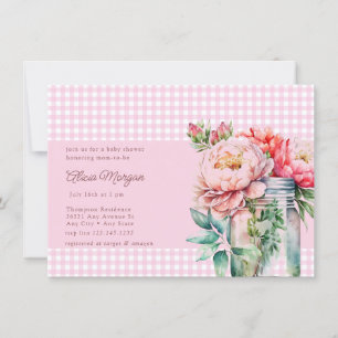 Invitación Mason Jar Floral   Baby Shower ruso