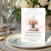 Mason Jar Floral Bouquet Bridal Shower