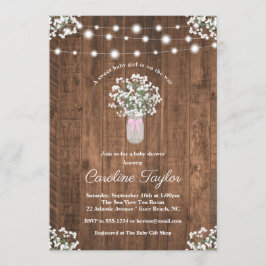 Invitación Mason Jar, floral rusa, alumbra a la ducha de bebé