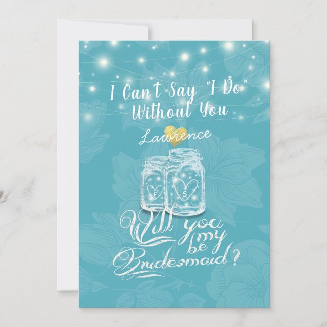 Invitación Mason Jar Floral Serás Mi Boda De La Novia (Anverso)