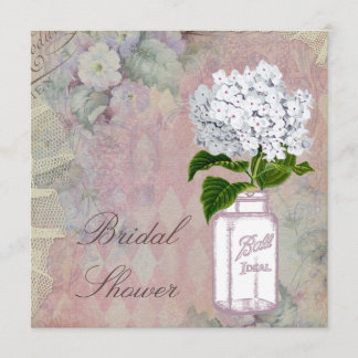 Invitación Mason Jar Hydrangea Shabby Chic Bridal Shower