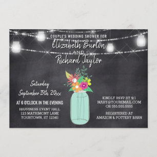 Invitación Mason Jar Ilumina Chalkboard Parejas Boda Ducha