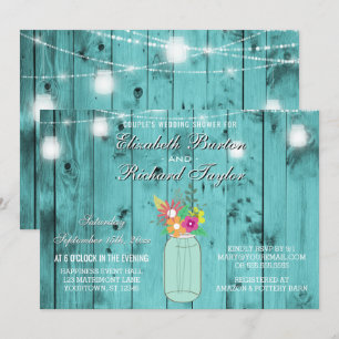 Invitación Mason Jar Ilumina Parejas De Madera Ducha De Boda