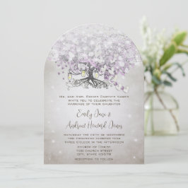 Invitación Mason Jar Lavender Heart Leaf Tree Boda