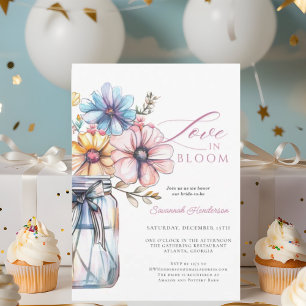 Invitación Mason Jar Love In Bloom Floral Bridal Shower