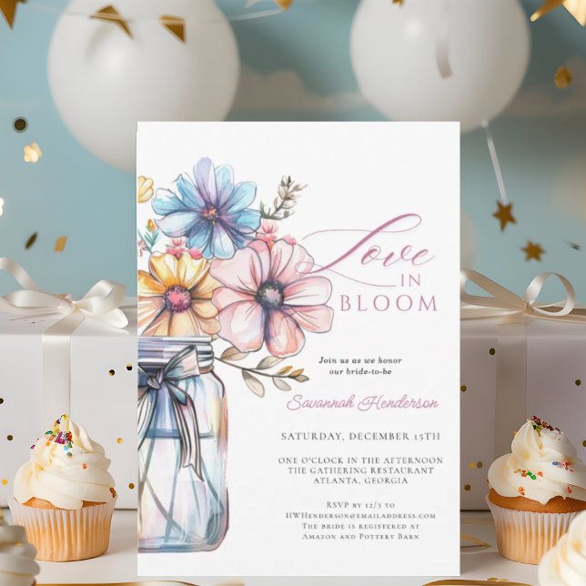 Invitación Mason Jar Love In Bloom Floral Bridal Shower (Subido por el creador)