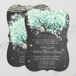 Invitación Mason Jar Mint Chalkboard Heart Leaf Tree Invitati