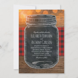 Invitación Mason Jar, país de la boda de otoño rústica