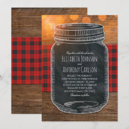Invitación Mason Jar, país de la boda de otoño rústica