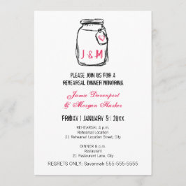Invitación Mason Jar & Pink Heart Rehearsal Dinner