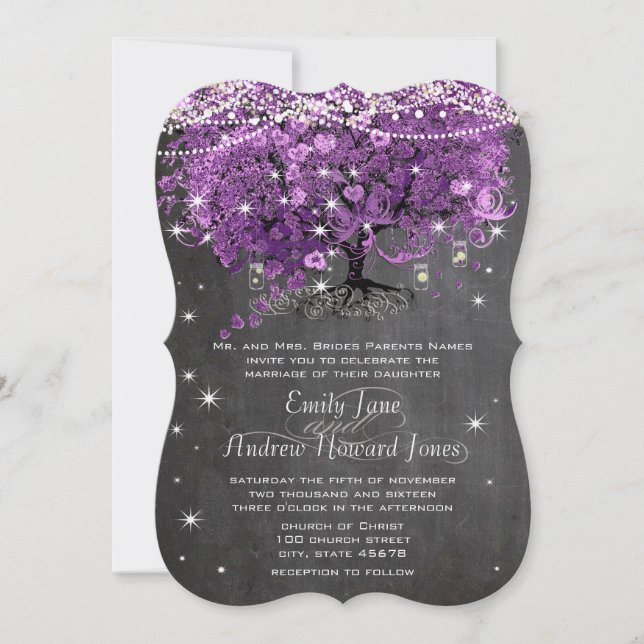 Invitación Mason Jar Radiant Purple Boda (Anverso)
