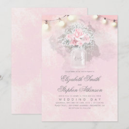 Invitación Mason Jar Rustic Boda de Rústica con el aliento de