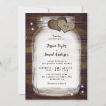 Mason Jar Rustic Burlap Hearts Barn Wood Boda