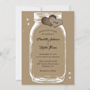 Invitación Mason Jar Rustic Country Kraft Paper Boda